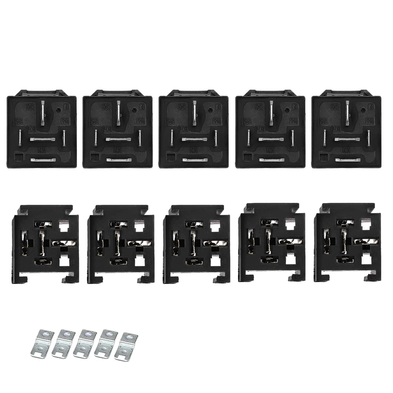 5x 12V 80A 5-Pin Automotive Relays With Wiring Harness Sockets & Brackets - image 2