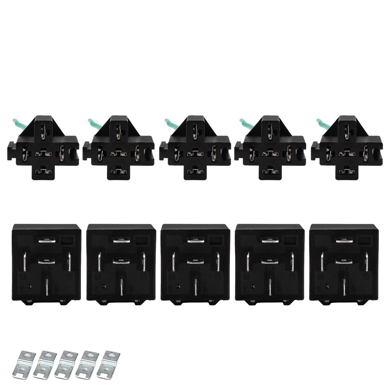 5x 24V 40A 5-Pin Automotive Relays With Wiring Harness Sockets & Brackets - image 2
