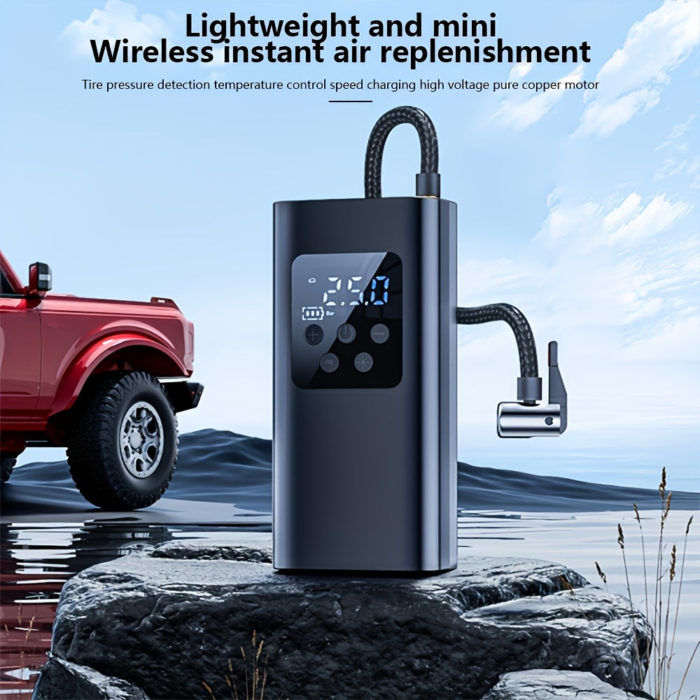 Portable Digital Display Smart Tire Inflator with LED Light for Cars Bikes