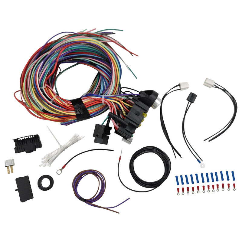 21 Circuit Wiring Harness Kit Extra Long Wires With 17 Fuses & Panel - image 1