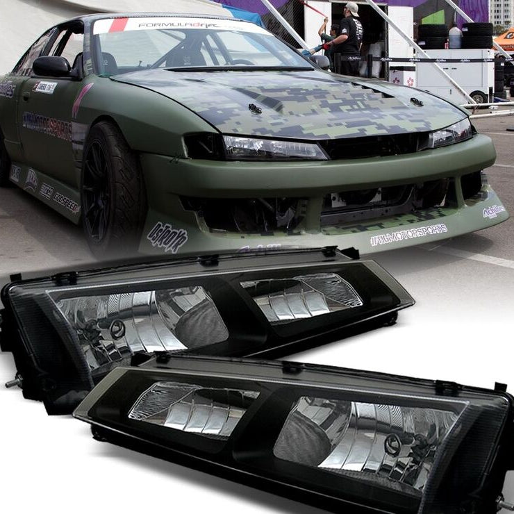 JDM Black OE Headlights Fit For Nissan S14 Silvia 200SX S2 1996-1998 - image 3