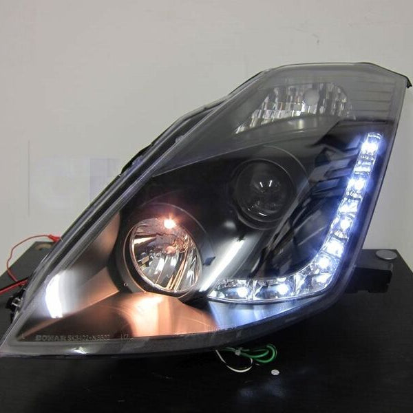 DRL LED Black Projector Headlights Fit For Nissan 350Z Z33 Fairlady Halogen Type 2003-2005 - image 4