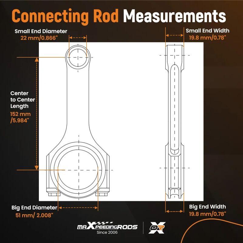 MAX PEEDING RODS 4x Connecting Rod Rods And Bolts Fit For Honda Acura K24A1 K24A2 K24A4 K24A8 2.4L 152mm - image 10