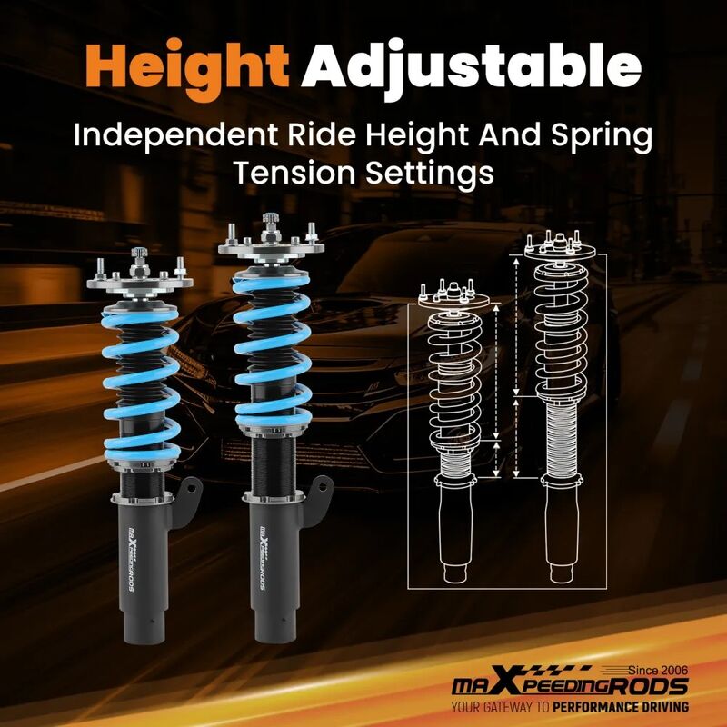 MAX PEEDING RODS 24 Ways Adjustable Damper Spring Coilover Shock Absorbe Kit Fit For BMW E46 3 Series - image 11