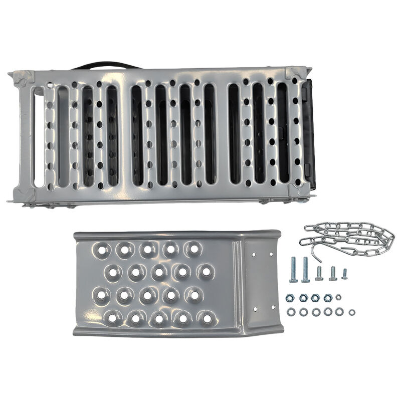 2-In-1 Multi-Use Foldable Steel Car Ramp Grey Sturdy For Loading Or Elevation - image 2