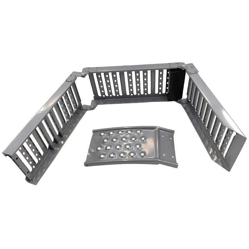 2-In-1 Multi-Use Foldable Steel Car Ramp Grey Sturdy For Loading Or Elevation - image 4