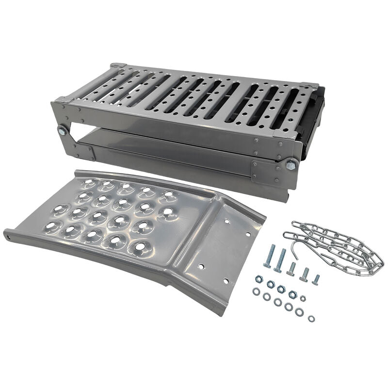 2-In-1 Multi-Use Foldable Steel Car Ramp Grey Sturdy For Loading Or Elevation - image 10