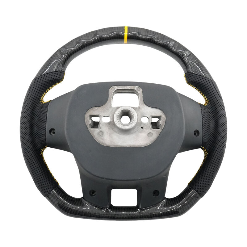 Steering Wheel Leather + Carbon Fibre Yellow Line Fit For Ford Ranger PX2 PX3 Everest UA - image 3