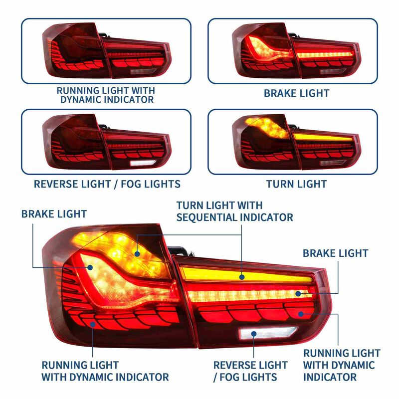 Clear Red 3D OLED Sequential Tail Lights Fit For BMW F30 F35 F80 M3 2012-2018 - image 12