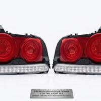 78 Works Fiber Ring LED Taillights Fit For Nissan Skyline R34 4D Sedan HR34 ER34 ENR34 1998-2002 - image 1