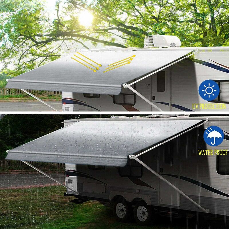 18 Ft Gray Fade Awning Vinyl Replacement Fabric Caravan Roll Out Awning - image 8