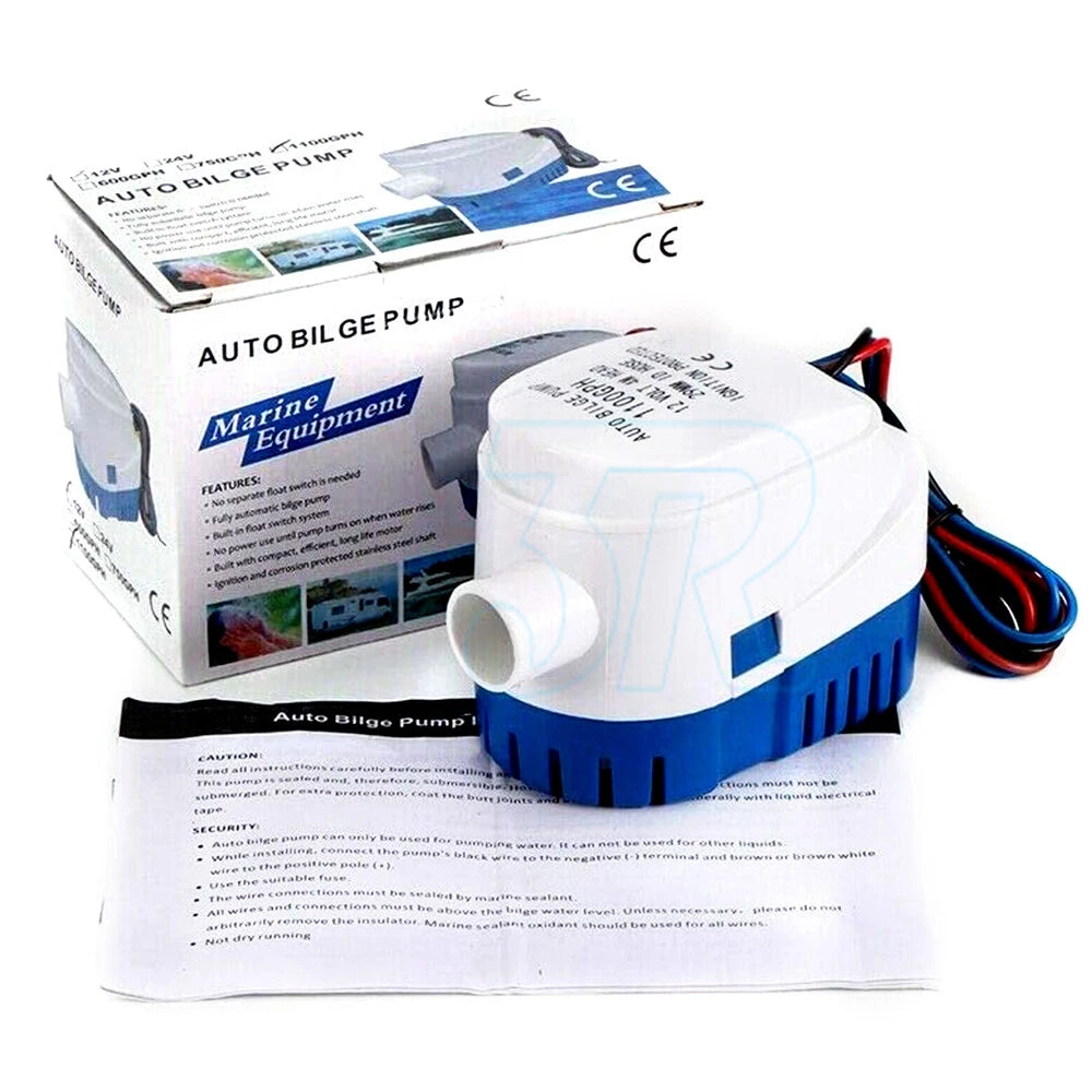12V 1100GPH Bilge Pump Boat Automatic Water Auto Marine Submersible Float Switch - view 2
