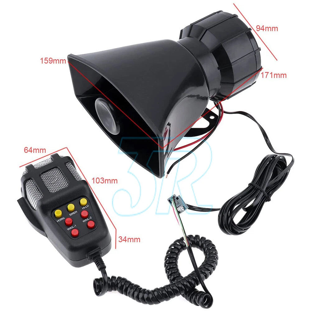 12V Air Horn Siren Megaphone Loud+MIC Speaker 5 Sounds Car Vehicle Truck Van - view 8