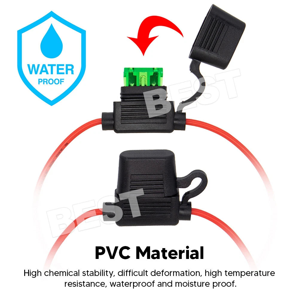 10X 12V 30A Standard Blade Inline Fuse Holder with Water Proof Dustproof Cover - view 2