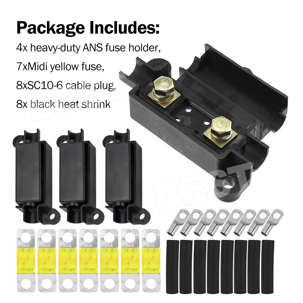60A MIDI FUSE KIT 4 ANS Holder 7 x 60 AMP Fuses to suit Redarc BCDC Dual Battery - view 1