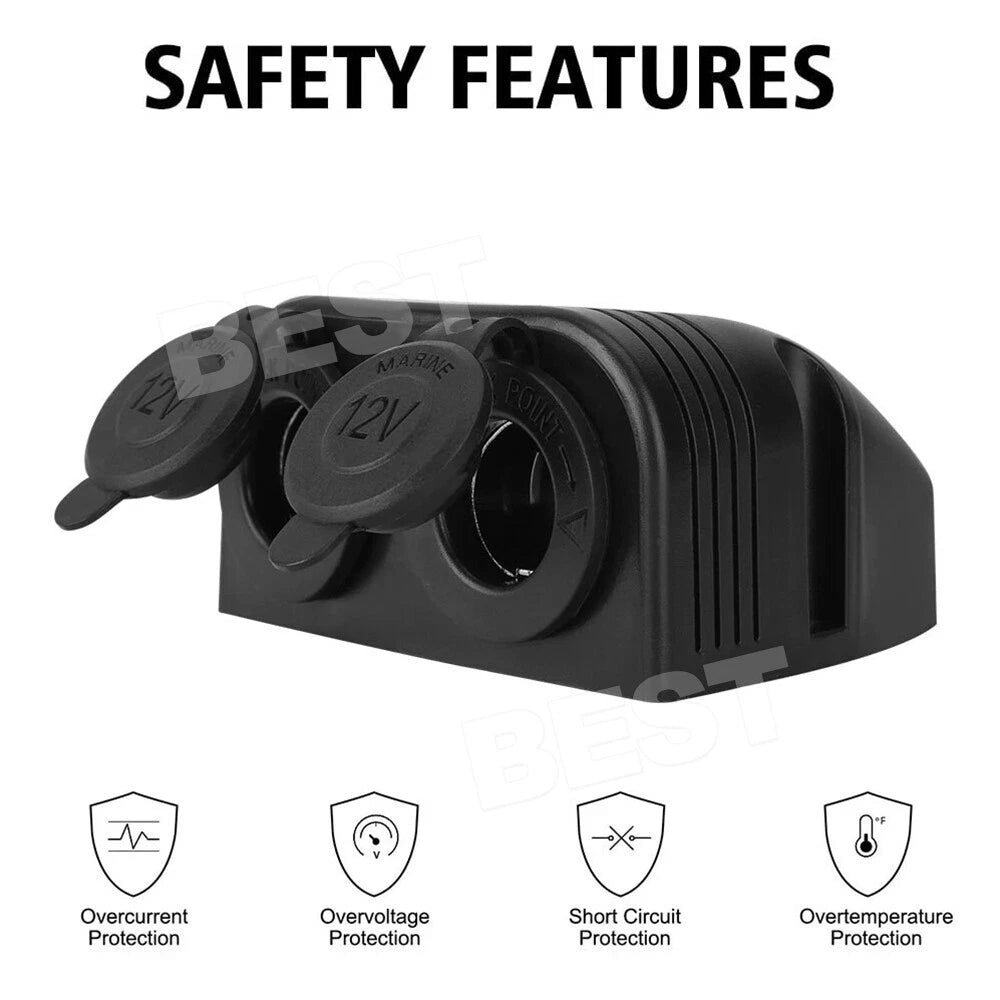 12V Socket Dual Power Sockets 12 Volt Cigarette Lighter Socket Interior Outlet - view 1