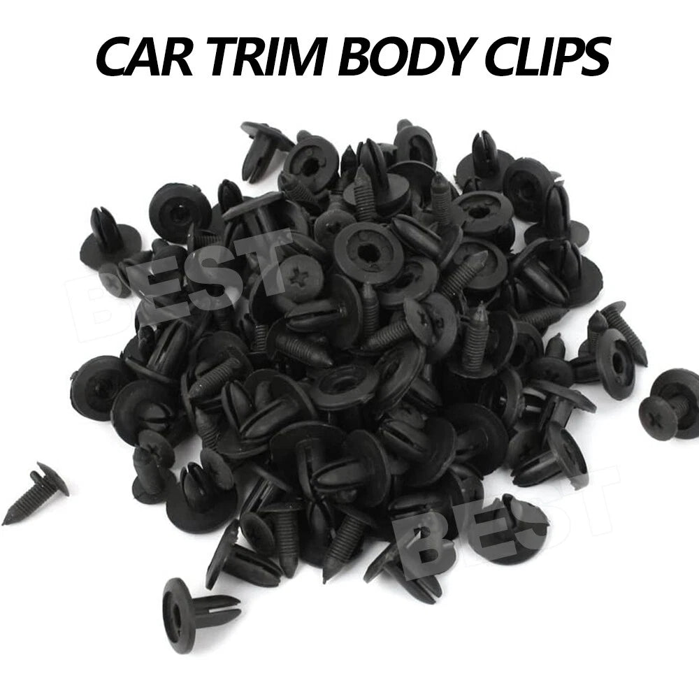 100XCar Plastic 8MM Scrivet Screw Clips Fit Door Boot Trim Panels Bumper Fastene - view 1
