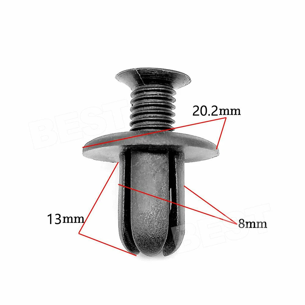 100XCar Plastic 8MM Scrivet Screw Clips Fit Door Boot Trim Panels Bumper Fastene - view 2