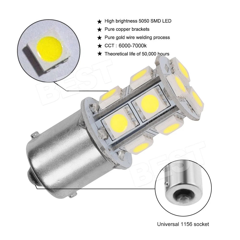 8X White BAY15D 13SMD LED 1156 Car Tail Brake Stop Tail Light Bulb Globe 12v - view 2