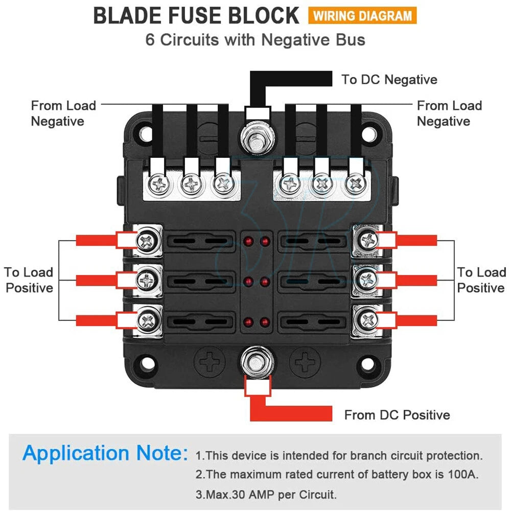 23PCS 6 Way Blade Fuse Box Block Holder Indicator LED Light 12V/32V Car Marine - view 5