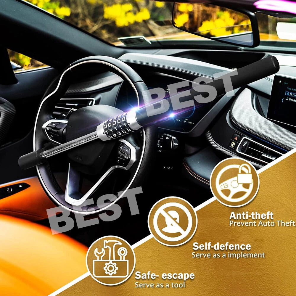 Car Steering Wheel Lock Keyless 5 Coded Combination Locker Security Anti Theft - view 2