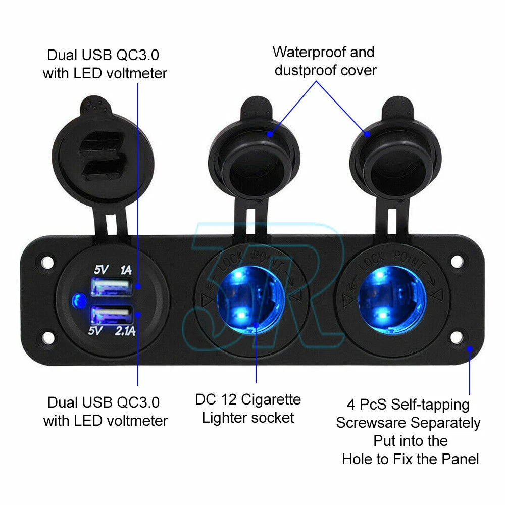 12V Cigarette Lighter Socket Adapter Power Plug DC USB Charger Car Boat Caravan - view 2