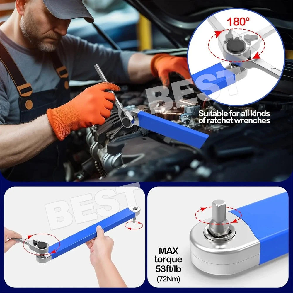 Spanner Extension Wrench Set Offset Ratchet Spanner Extender with-Adapter Socket - view 6