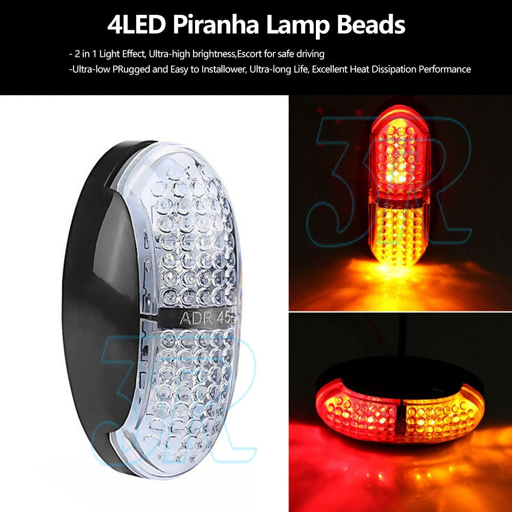 10x Red Amber LED Clearance Lights Side Marker Lamp Trailer Truck Caravan Lorry - view 2