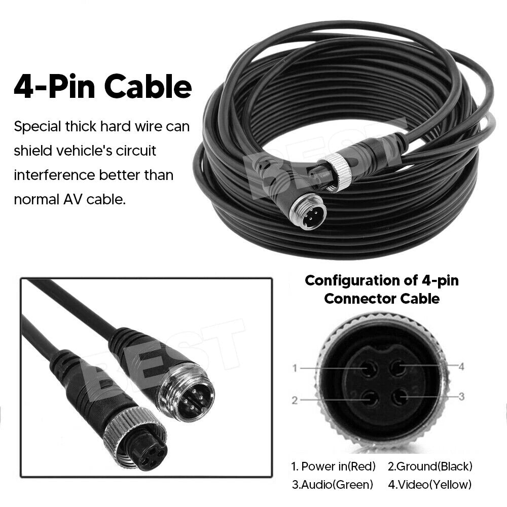 10M 4Pin Video Extension Cable (SS03) Wire For Bus Truck Reversing Rear Camera - view 1