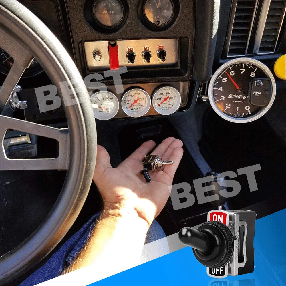 10pcs 12 Volt Toggle Flick Switch Waterproof ON/OFF Car Dash Light Metal Boot - view 9