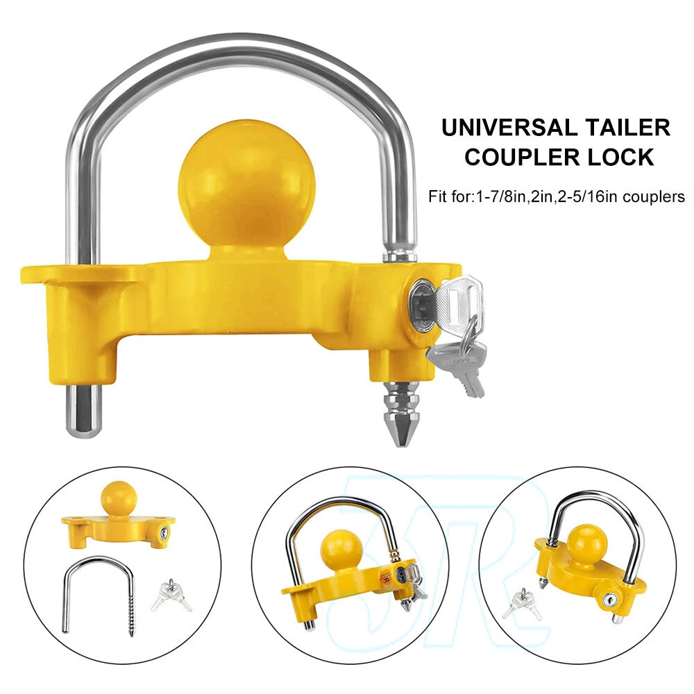 Trailer Parts Coupling Lock Universal Hitch Tow Ball 2 Keys Caravan Antitheft - view 6