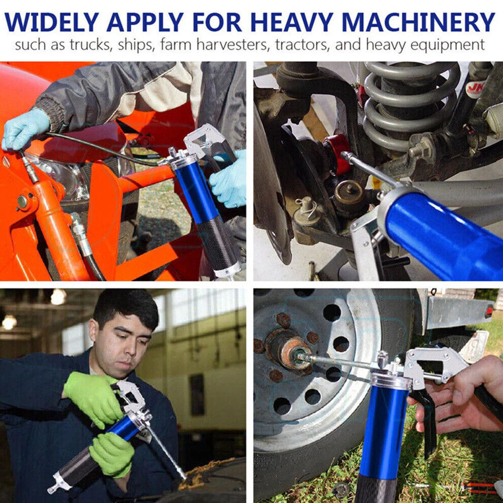 7000PSI Grease Gun Pressure Pistol Grip Dual Flow Flex Hose Industrial Quality - view 7