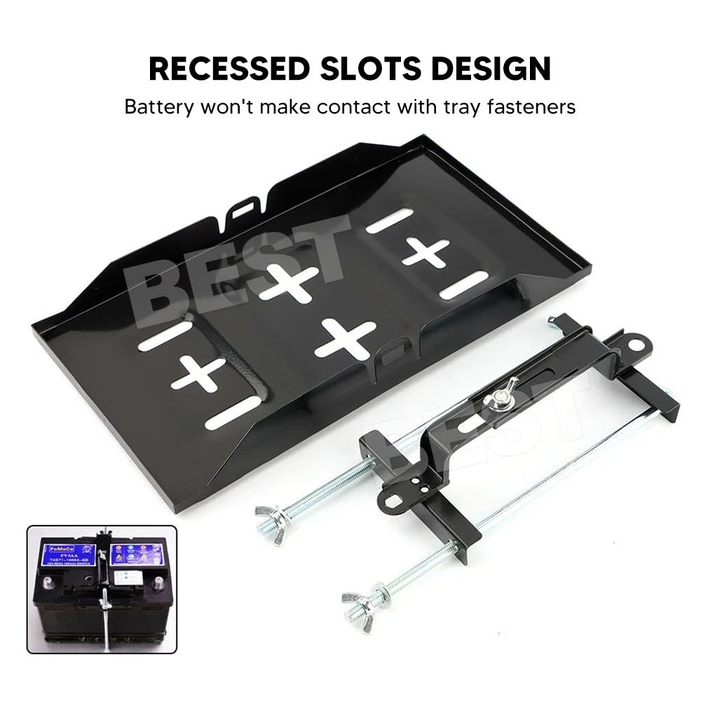 Universal Metal Car Battery Tray Adjustable Hold Down Clamp Bracket Kit Cycle - view 5