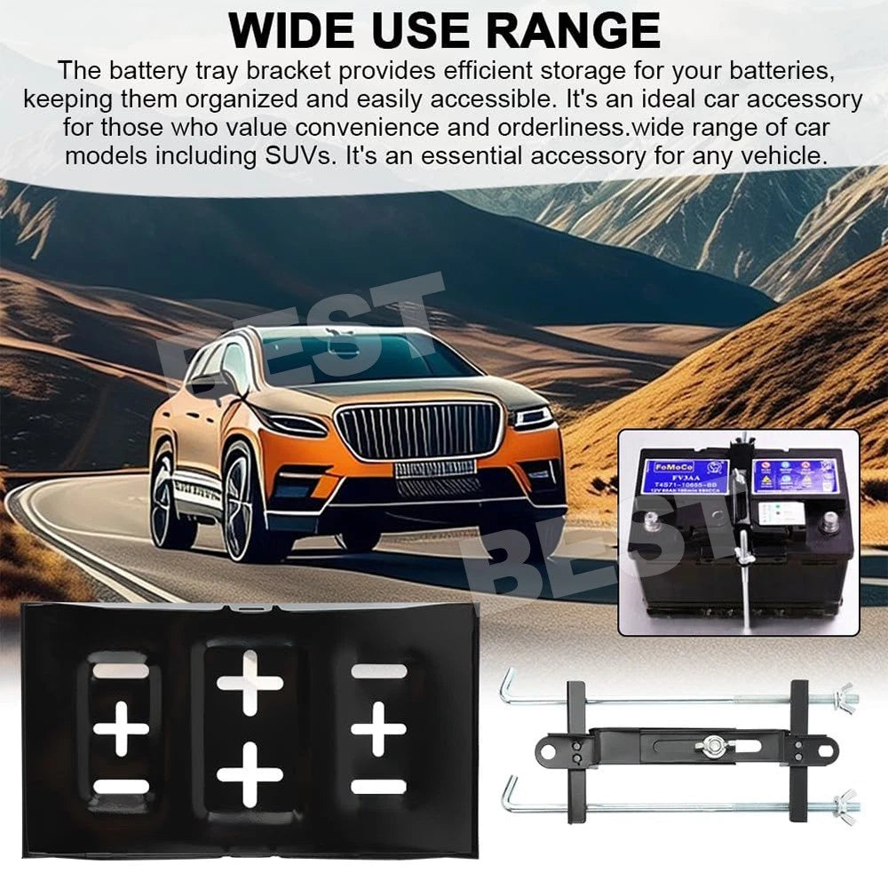 Universal Metal Car Battery Tray Adjustable Hold Down Clamp Bracket Kit Cycle - view 7