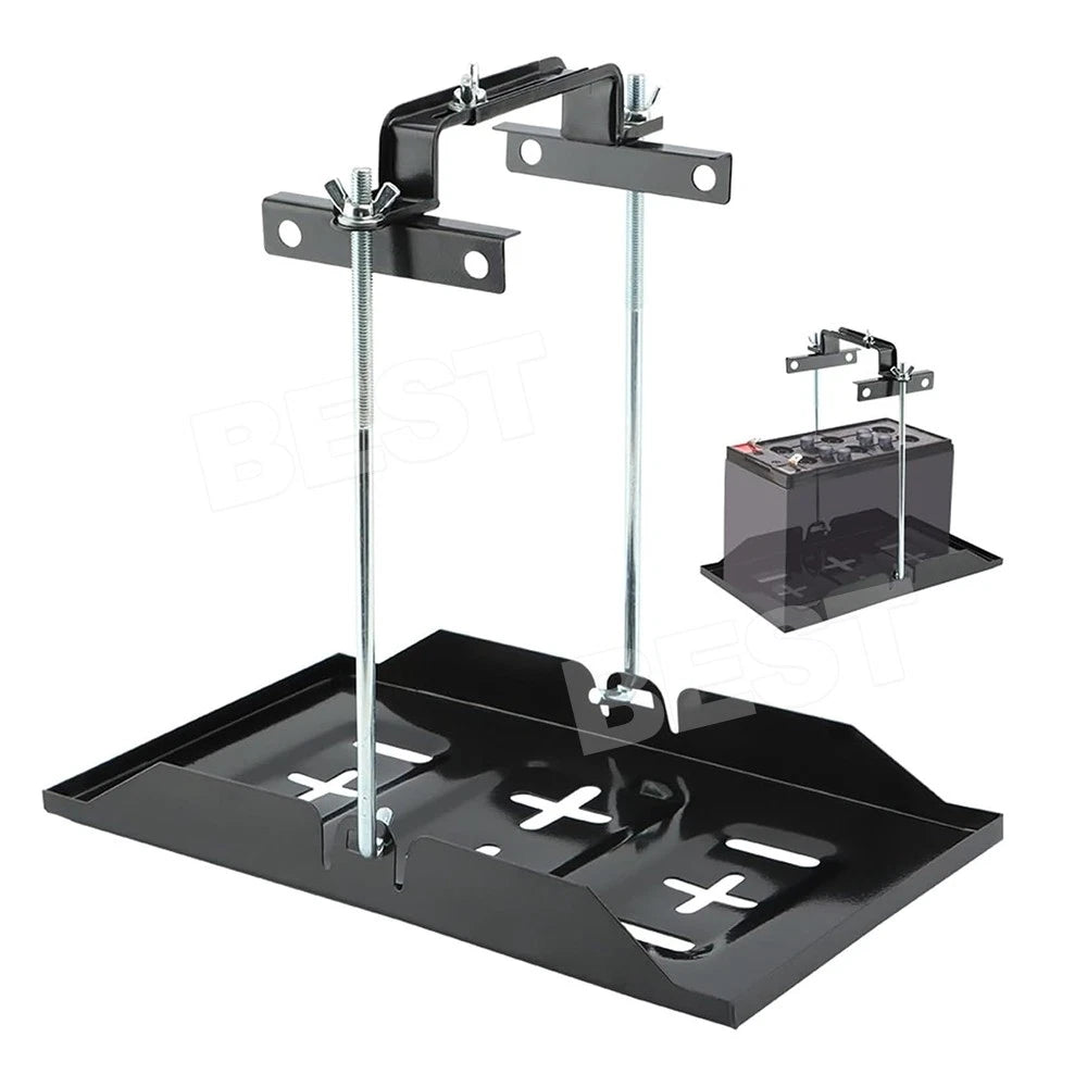 Universal Metal Car Battery Tray Adjustable Hold Down Clamp Bracket Kit Cycle - view 9