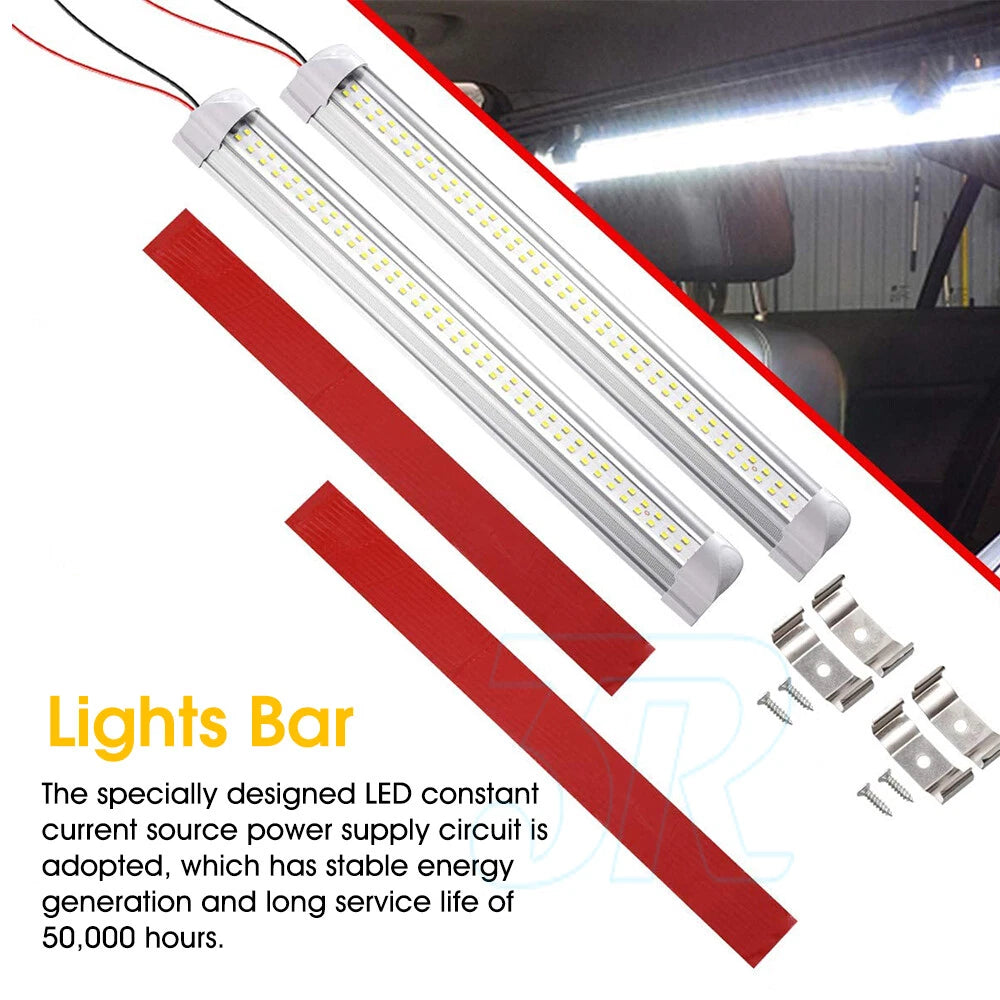 2X 12V 72 LED Strip Lights Bar Car Interior Waterproof Lamp Caravan Boat Camping - view 1
