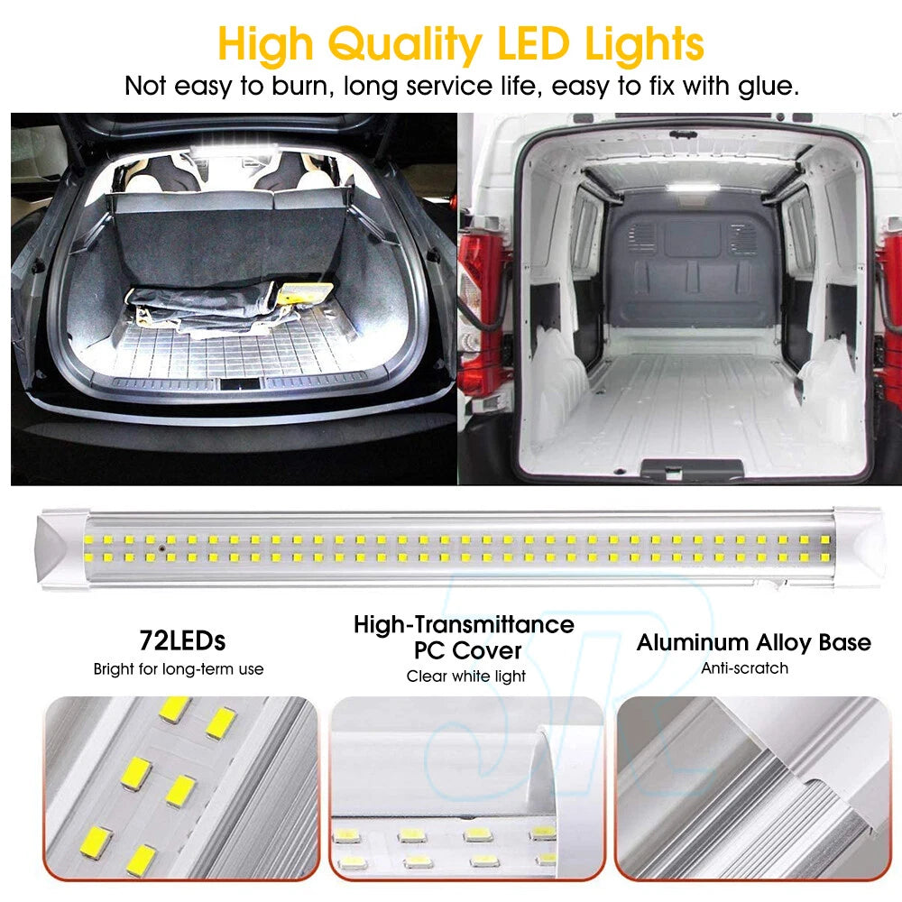 2X 12V 72 LED Strip Lights Bar Car Interior Waterproof Lamp Caravan Boat Camping - view 2