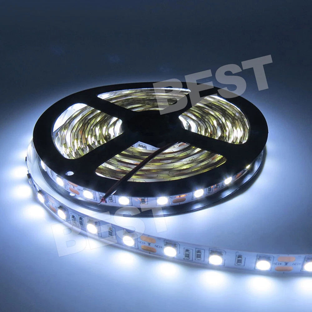 5m LED Strip Lights 12V Waterproof 5050 SMD Cool White 300 LEDs 60led/m Daylight - view 1