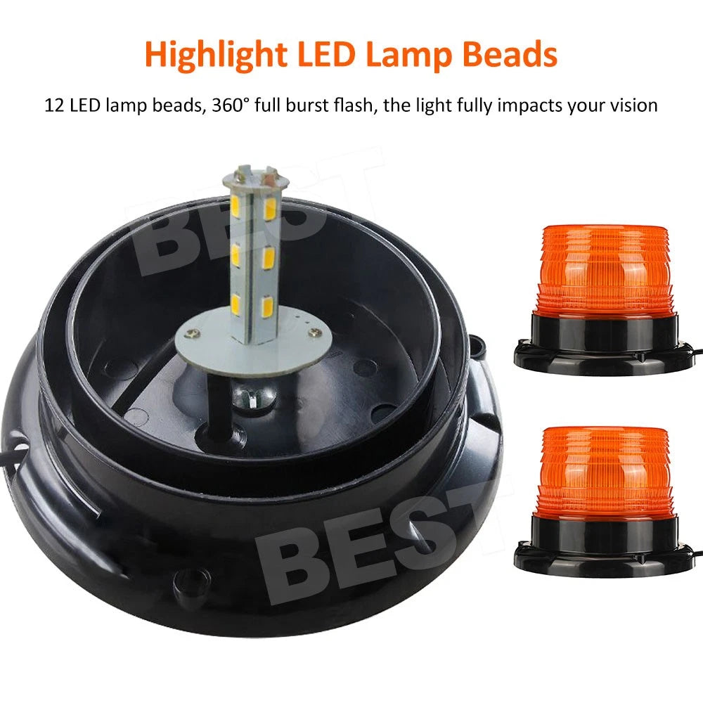 2PCS LED Beacon Flashing Lights Magnetic Strobe Emergency Warning Light Lamp 12V - view 3