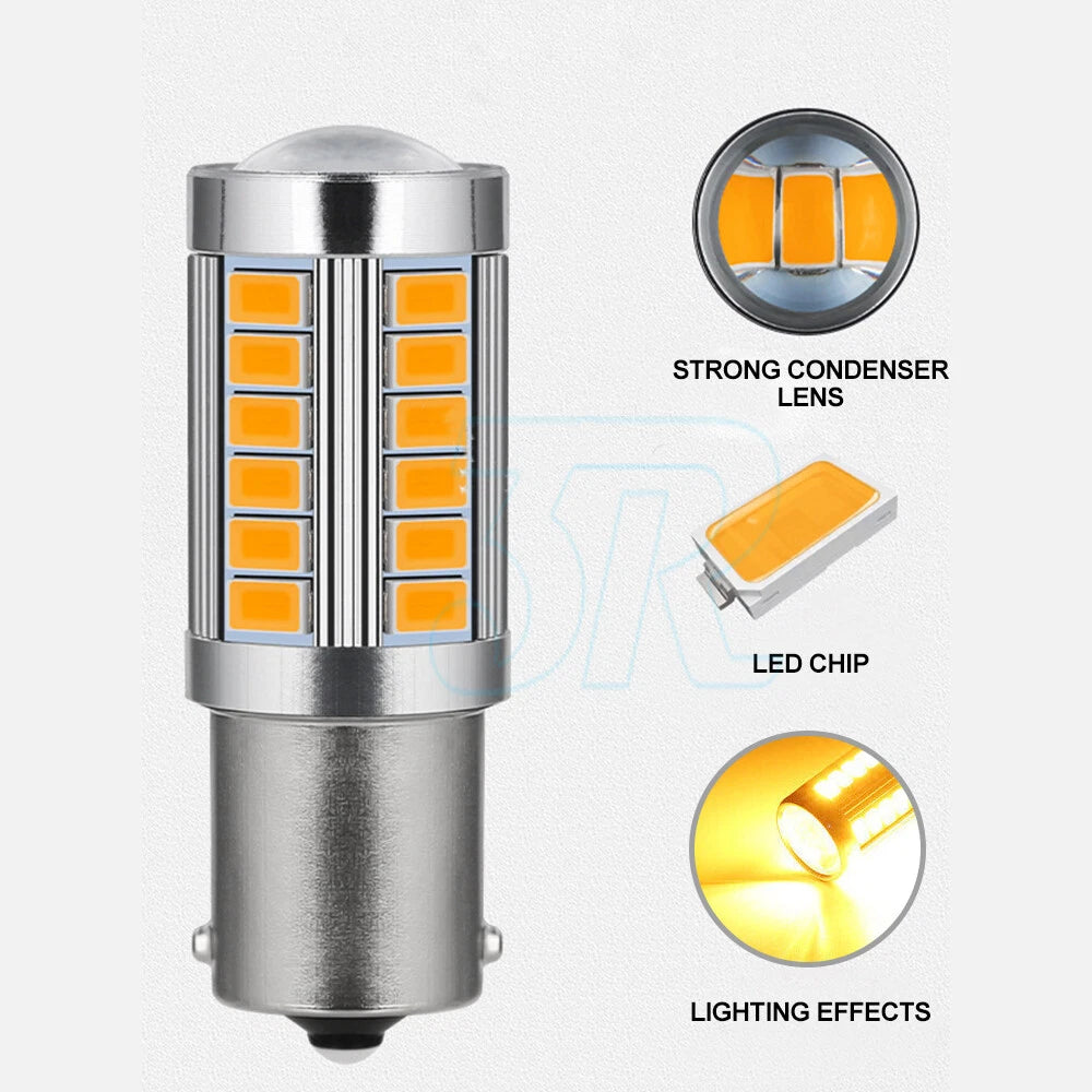 4pcs LED Car Amber BA15S P21W 1156 Backup Reverse Light 33-SMD 5730 - view 2
