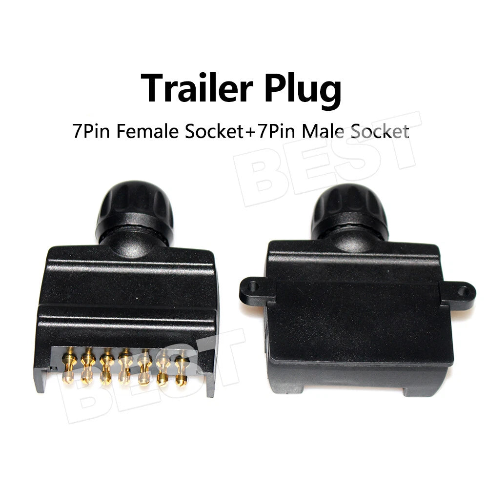 7 Pin Flat Trailer Plug Male Female Socket Set Caravan Boat Adaptor Connector - view 1