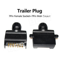 7 Pin Flat Trailer Plug Male Female Socket Set Caravan Boat Adaptor Connector - view 1