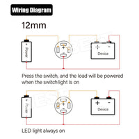 4X 12V 12mm Car Boat Push Button Metal Momentary Switch LED Light Waterproof - view 9