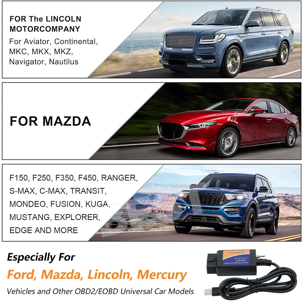 For Ford Forscan ELM327 USB Modified OBD2 Scanner MS-CAN HS-CAN Code Reader - view 7