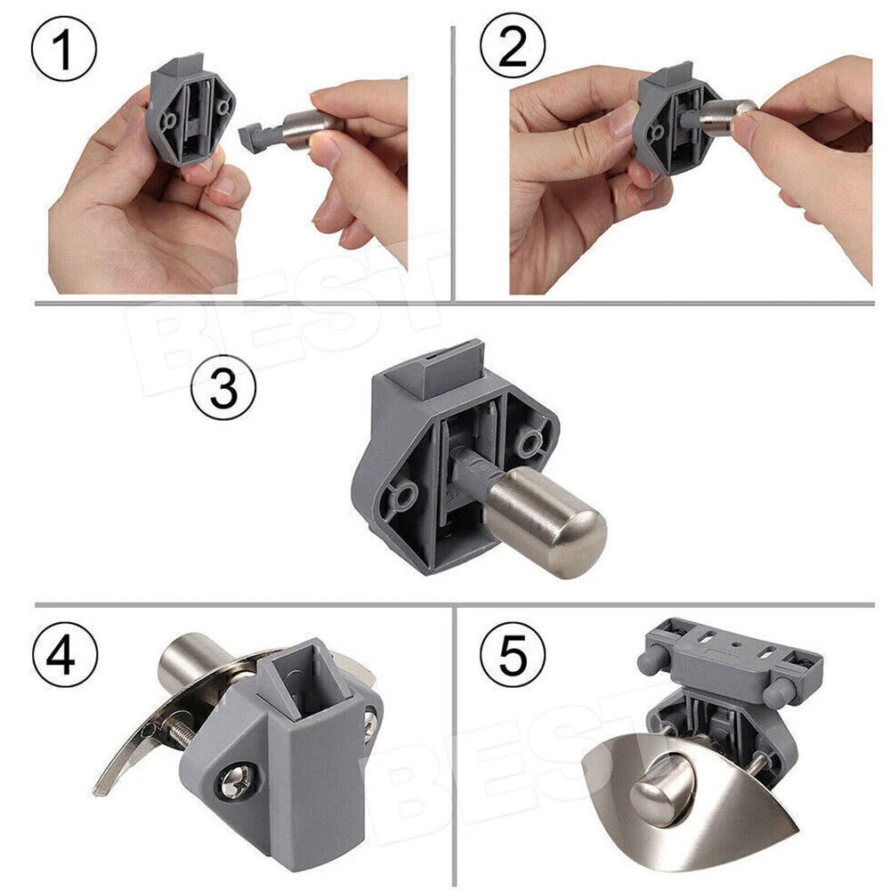 5X Half Moon Handle Caravan RV Cupboard/ Drawer Zinc Alloy Push Lock Latch Knob - view 5