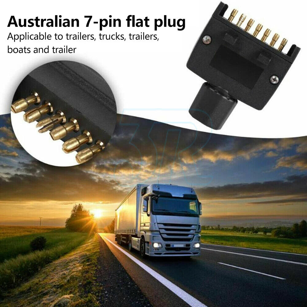 5x 7Pin Adapter Plug Round Female to Flat Male Trailer Caravan Boat Connector - view 2