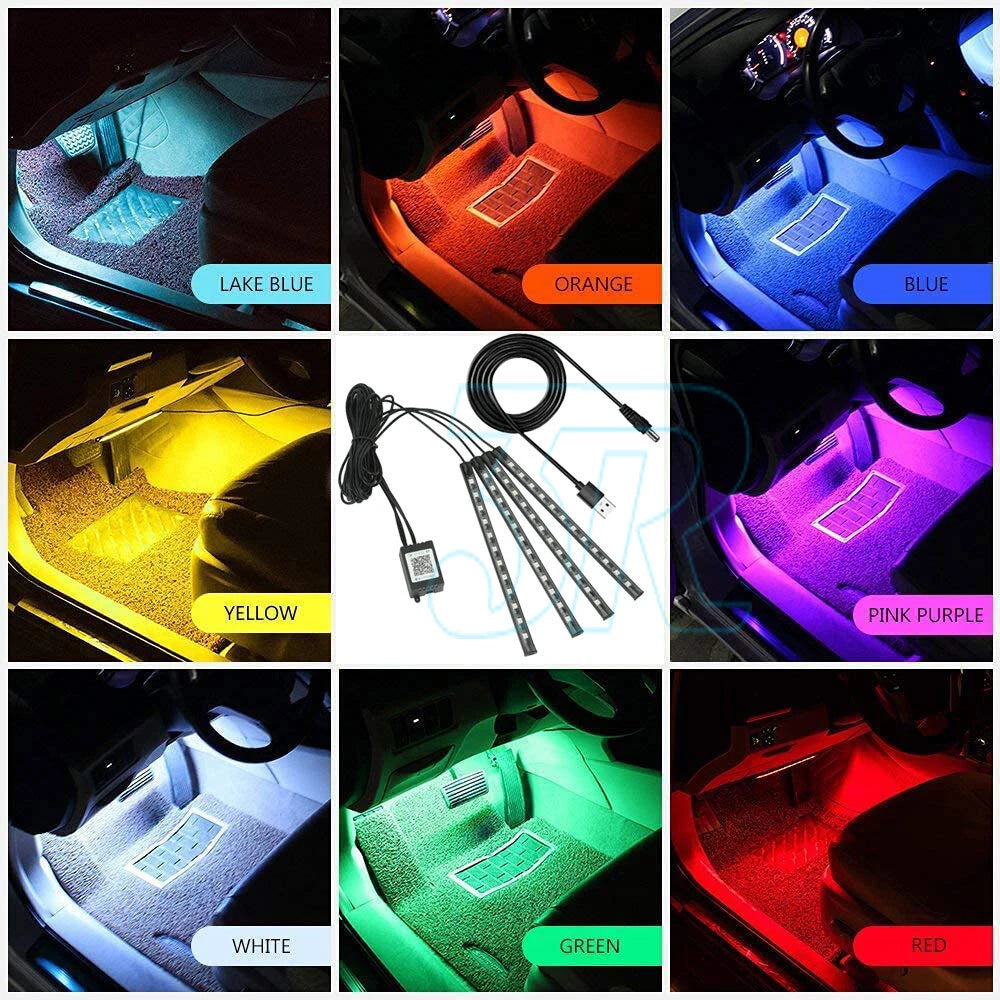 4 Pcs Car Interior RGB LED Strip Lights Atmosphere Decorative Neon Music Lamp - view 2