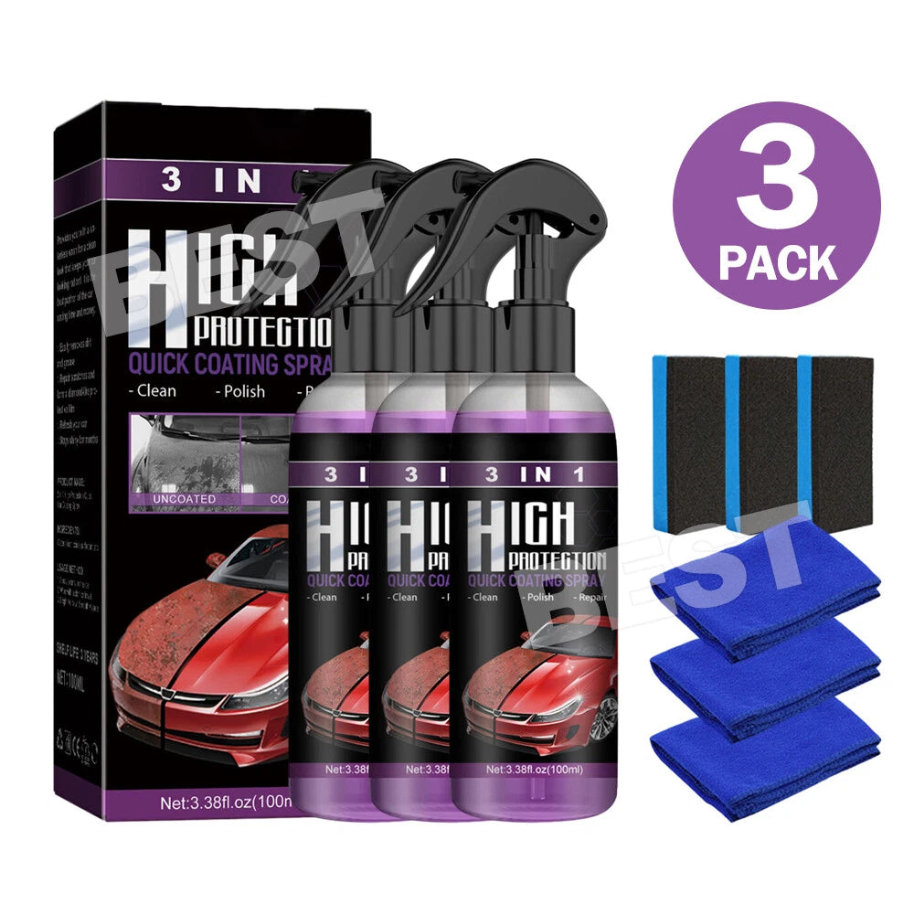 3in1 High Protection Quick Car Coat Ceramic Coating Spray Hydrophobic 100ML Set - view 16