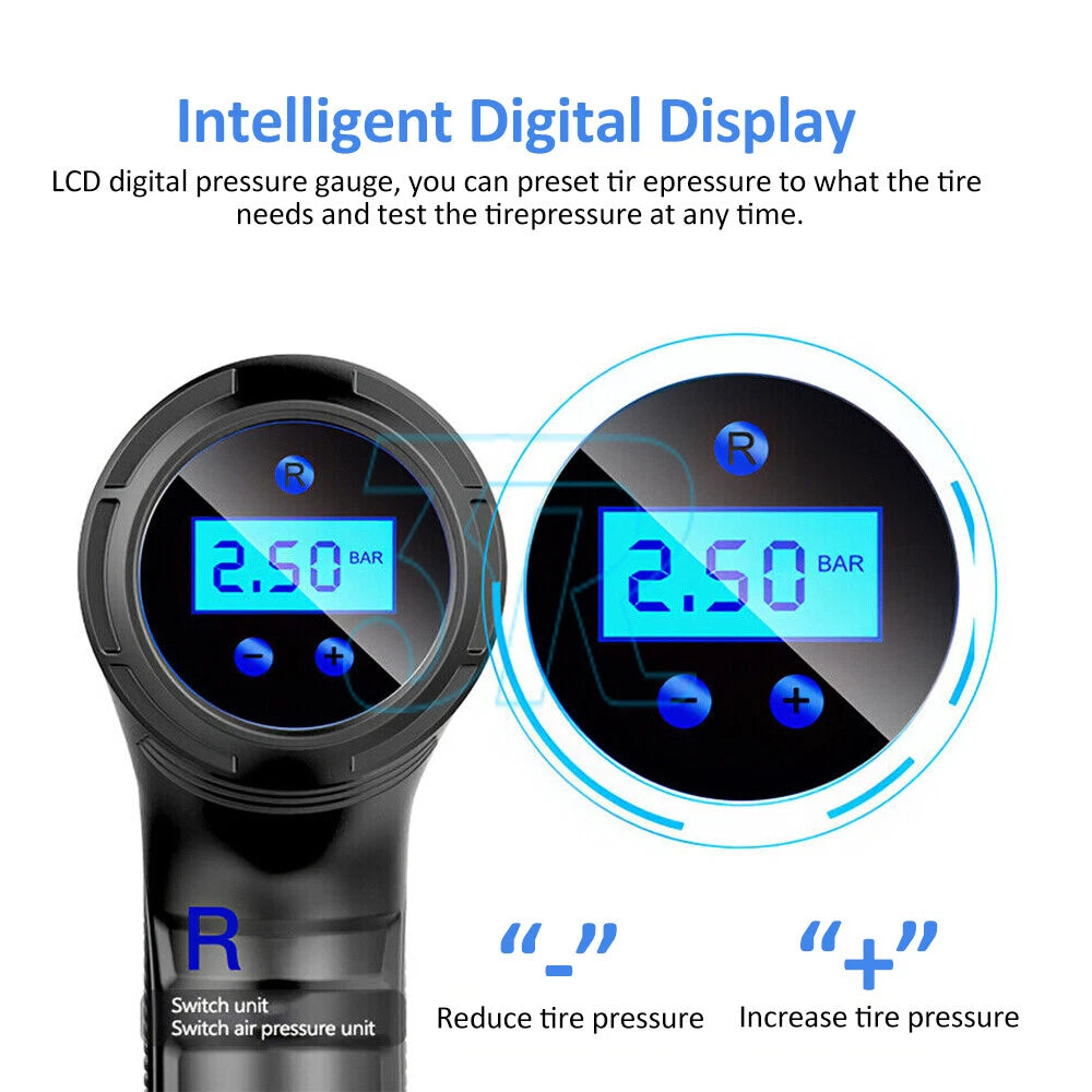 Automatic Cordless Car Tyre Inflator Handheld LCD Digital Air Compressor Pump - view 3