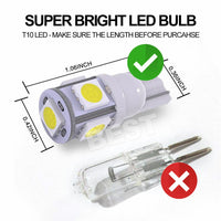 10x T10 LED W5W 194 168 5SMD Car Wedge Tail Parking Plate Light Bulb 12V - WHITE - view 3